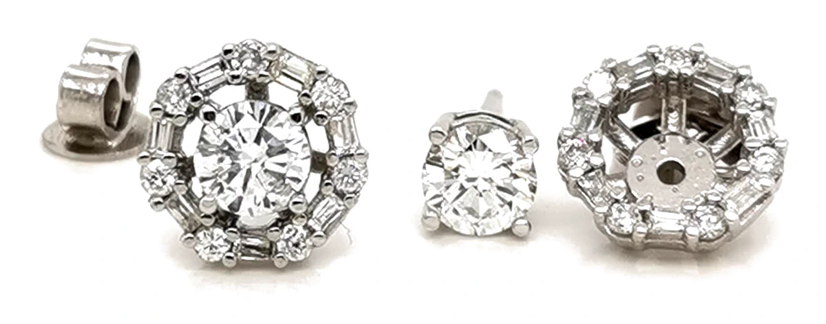 Baguette and Diamond Jacket Earrings