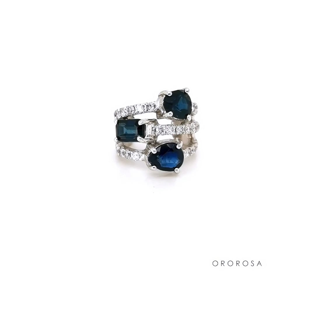 EARCUFF ZAFIRO Y DIAMANTES
