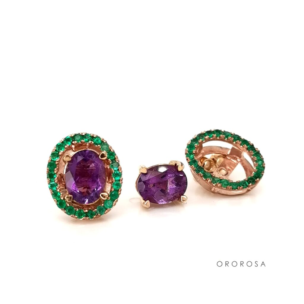 EARRING JACKETS AMATISTAS Y ESMERALDAS