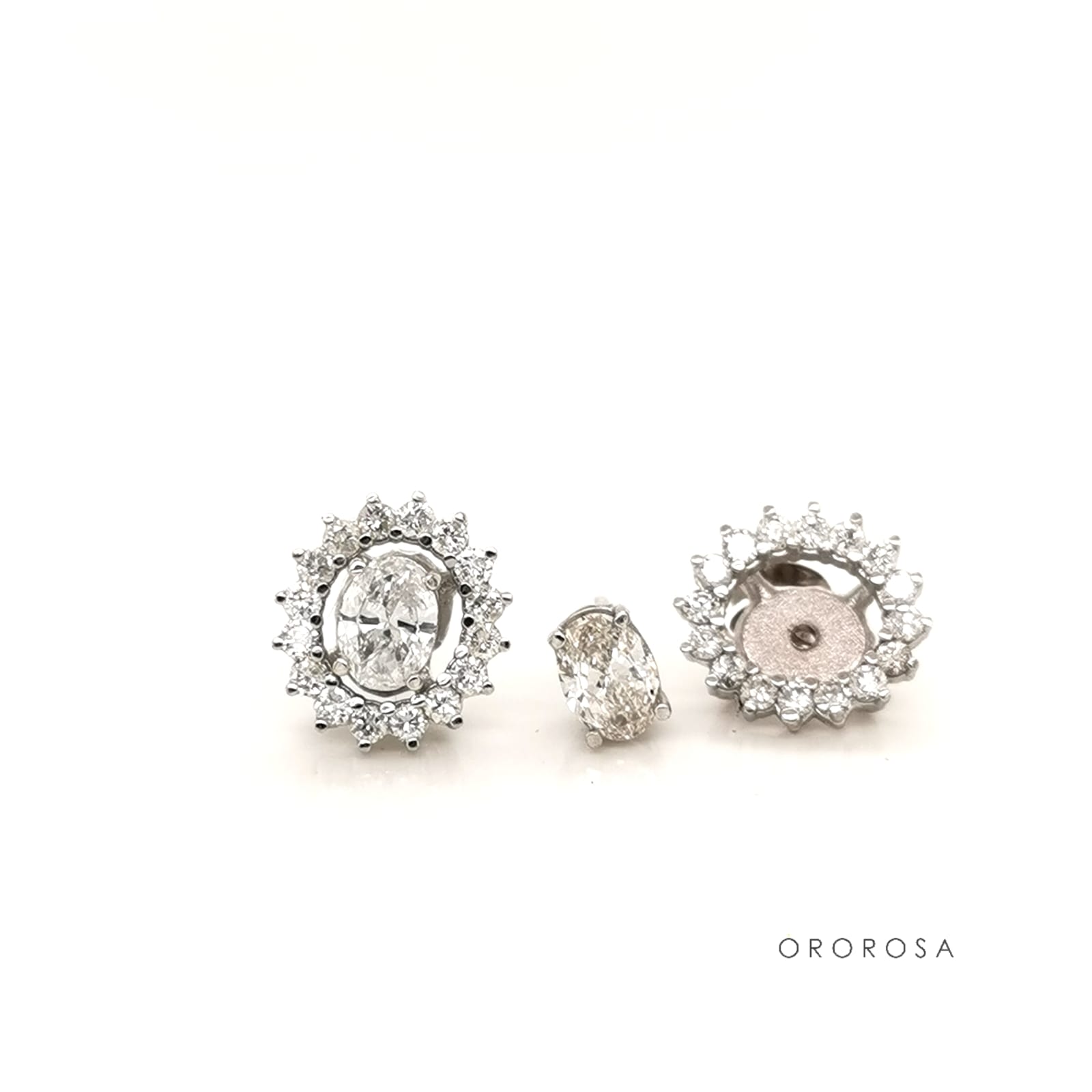 Aretes Jackets diamantes talla óvalo
